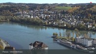Archiv Foto Webcam Passau: Panoramablick auf Donau, Ortspitze und Altstadt 12:00