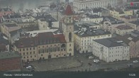Archiv Foto Webcam Passau: Panoramablick auf Donau, Ortspitze und Altstadt 12:00