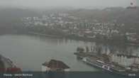 Archiv Foto Webcam Passau: Panoramablick auf Donau, Ortspitze und Altstadt 08:00