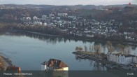 Archiv Foto Webcam Passau: Panoramablick auf Donau, Ortspitze und Altstadt 14:00