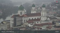 Archiv Foto Webcam Passau: Panoramablick auf Donau, Ortspitze und Altstadt 09:00