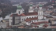 Archiv Foto Webcam Passau: Panoramablick auf Donau, Ortspitze und Altstadt 08:00