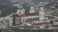 Archiv Foto Webcam Passau: Panoramablick auf Donau, Ortspitze und Altstadt 10:00
