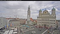 Archiv Foto Webcam Augsburger Rathausplatz und Perlachturm 13:00