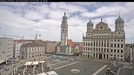 Archiv Foto Webcam Augsburger Rathausplatz und Perlachturm 11:00