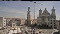 Archiv Foto Webcam Augsburger Rathausplatz und Perlachturm 09:00