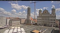 Archiv Foto Webcam Augsburger Rathausplatz und Perlachturm 11:00