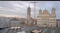 Archiv Foto Webcam Augsburger Rathausplatz und Perlachturm 19:00