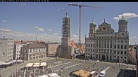 Archiv Foto Webcam Augsburger Rathausplatz und Perlachturm 11:00