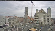 Archiv Foto Webcam Augsburger Rathausplatz und Perlachturm 11:00