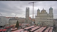 Archiv Foto Webcam Augsburger Rathausplatz und Perlachturm 13:00