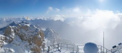 Archiv Foto Webcam Zugspitze: Panoramablick vom Gipfel 17:00