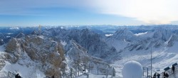 Archiv Foto Webcam Zugspitze: Panoramablick vom Gipfel 09:00