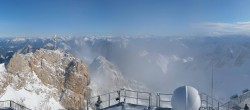 Archiv Foto Webcam Zugspitze: Panoramablick vom Gipfel 13:00