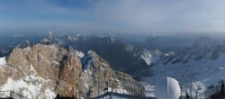 Archiv Foto Webcam Zugspitze: Panoramablick vom Gipfel 13:00