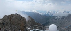 Archiv Foto Webcam Zugspitze: Panoramablick vom Gipfel 09:00