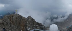 Archiv Foto Webcam Zugspitze: Panoramablick vom Gipfel 13:00