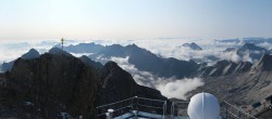 Archiv Foto Webcam Zugspitze: Panoramablick vom Gipfel 07:00