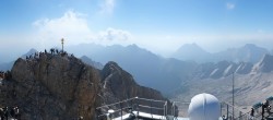 Archiv Foto Webcam Zugspitze: Panoramablick vom Gipfel 09:00