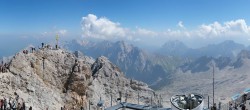 Archiv Foto Webcam Zugspitze: Panoramablick vom Gipfel 13:00