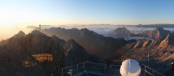 Archiv Foto Webcam Zugspitze: Panoramablick vom Gipfel 05:00