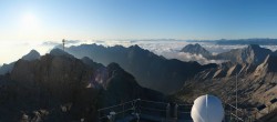Archiv Foto Webcam Zugspitze: Panoramablick vom Gipfel 06:00
