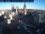 Archiv Foto Webcam Blick vom Ratshof auf den Marktplatz in Halle 05:00