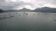 Archived image Webcam Public beach Alpenseebad at the Mondsee 06:00
