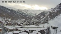 Archiv Foto Webcam Zermatt: Blick auf das Dorf 13:00