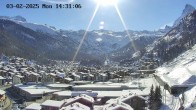 Archiv Foto Webcam Zermatt: Blick auf das Dorf 13:00