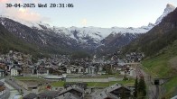 Archiv Foto Webcam Zermatt: Blick auf das Dorf 19:00