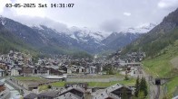 Archiv Foto Webcam Zermatt: Blick auf das Dorf 13:00