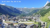 Archiv Foto Webcam Zermatt: Blick auf das Dorf 08:00