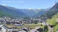 Archiv Foto Webcam Zermatt: Blick auf das Dorf 13:00
