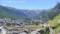 Archiv Foto Webcam Zermatt: Blick auf das Dorf 13:00