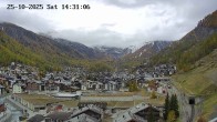 Archiv Foto Webcam Zermatt: Blick auf das Dorf 13:00