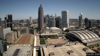 Archiv Foto Webcam Blick von Frankfurter Messe auf die Skyline 13:00
