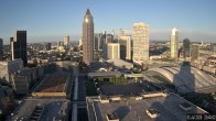 Archiv Foto Webcam Blick von Frankfurter Messe auf die Skyline 19:00