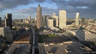 Archiv Foto Webcam Blick von Frankfurter Messe auf die Skyline 19:00