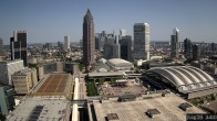 Archiv Foto Webcam Blick von Frankfurter Messe auf die Skyline 13:00