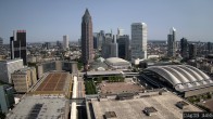 Archiv Foto Webcam Blick von Frankfurter Messe auf die Skyline 13:00