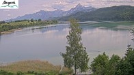 Archiv Foto Webcam Füssen: Blick auf den Weißensee vom Hotel Seespitz 13:00