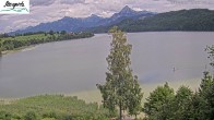 Archiv Foto Webcam Füssen: Blick auf den Weißensee vom Hotel Seespitz 13:00
