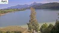 Archiv Foto Webcam Füssen: Blick auf den Weißensee vom Hotel Seespitz 13:00