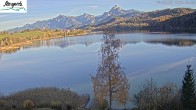 Archiv Foto Webcam Füssen: Blick auf den Weißensee vom Hotel Seespitz 13:00