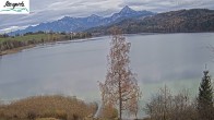Archiv Foto Webcam Füssen: Blick auf den Weißensee vom Hotel Seespitz 13:00