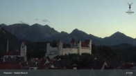 Archiv Foto Webcam Füssen: Blick auf das Hohe Schloss 20:00