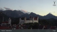 Archiv Foto Webcam Füssen: Blick auf das Hohe Schloss 02:00