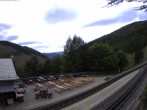 Archived image Webcam Schneeberg: View mountain restaurant Baumgartner 05:00