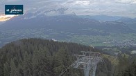 Archiv Foto Webcam St. Johann/Tirol: Blick von der Bergstation Harschbichl 19:00